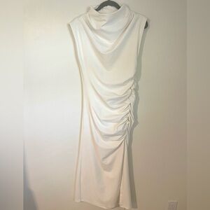 Anthropologie Cream Draped Midi Dress